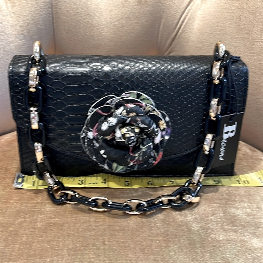 Beautiful NWT Browns shoulder and crossbody bag with Multi-Colored Fabric Flower